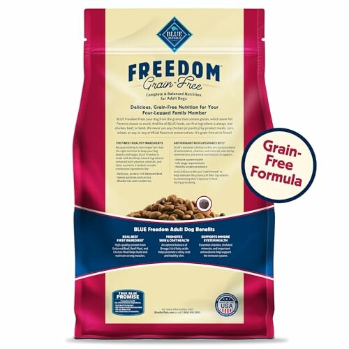 Blue Buffalo Freedom grain-free dog food packaging