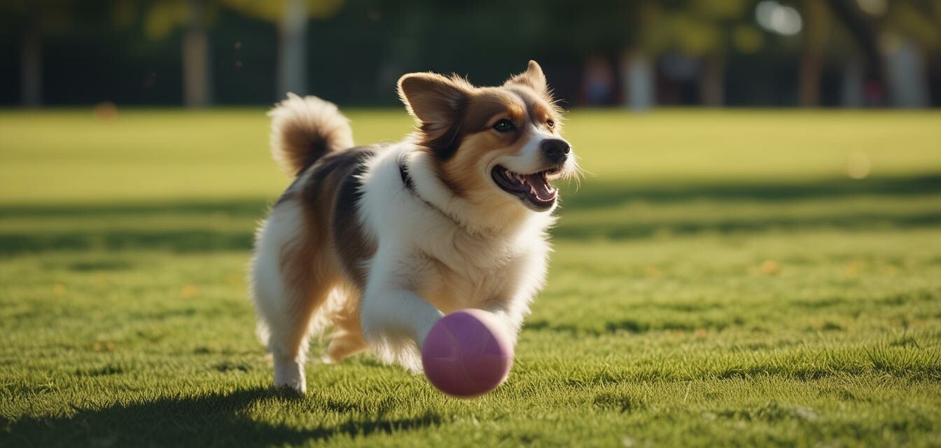 Active dog playing fetch