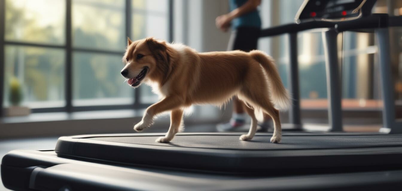 Dog running on a treadmill