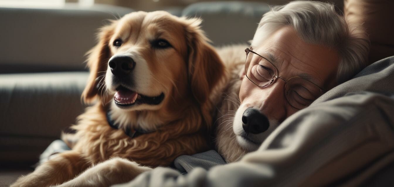 Senior dog cuddling image