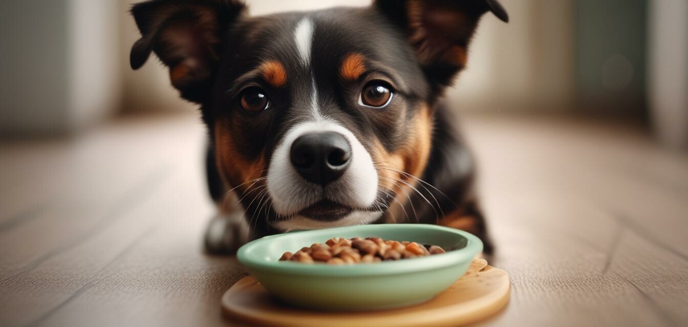 Dog eating organic food